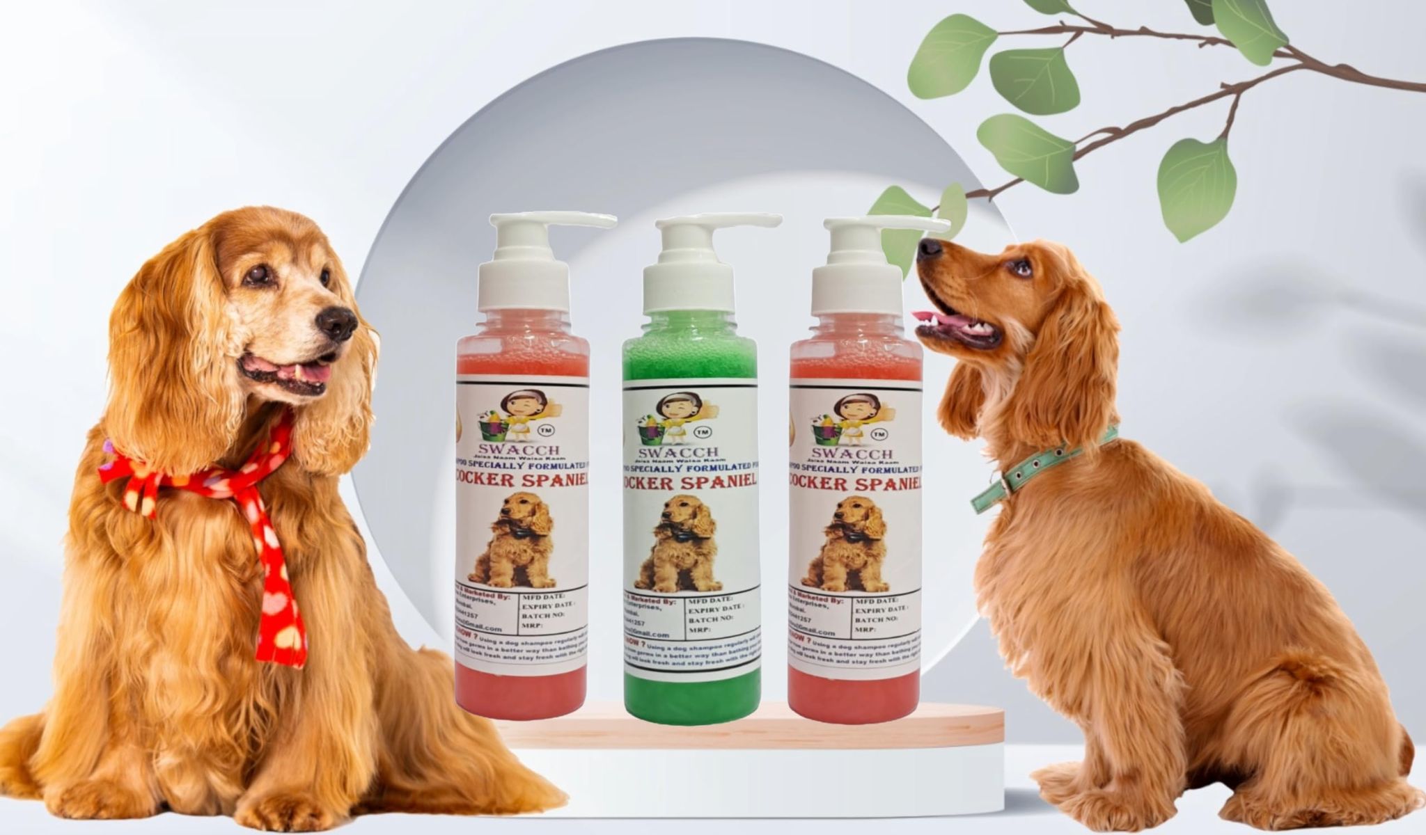 SWACCH Premium Shampoo for Cocker Spaniel (200ML) (Combo Pack of 3) Jasmine, NEEM ALOVERA & Strawberry
