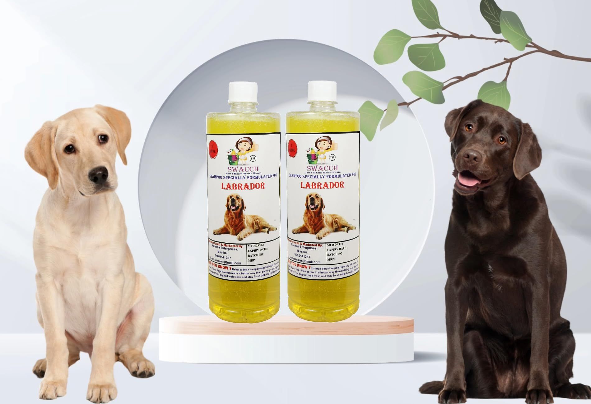 SWACCH Shampoo Specially FORMULATED for Labrador (1 Litre) (Pack of 2) Lemon