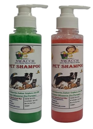 SWACCH Premium Shampoo for PET Shampoo (200ML) (Combo Pack of 2) NEEM ALOVERA & Strawberry SWACCH Premium Shampoo for PET Shampoo (200ML) (Combo Pack of 2) NEEM ALOVERA & Strawberry