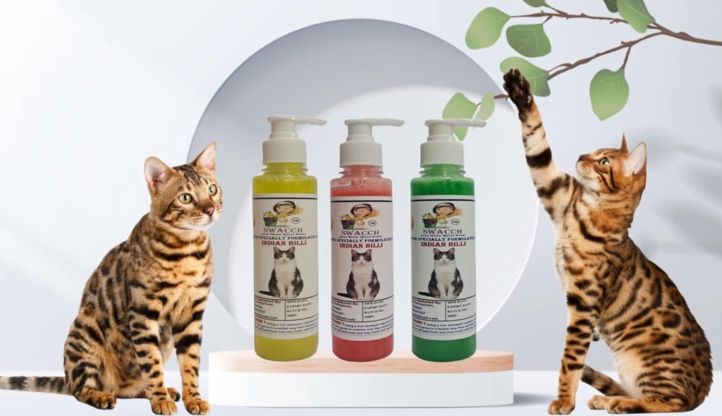 SWACCH Premium Shampoo for Indian Billi (200ML) (Combo Pack of 3) Lemon, Jasmine & NEEAM ALLOVERA