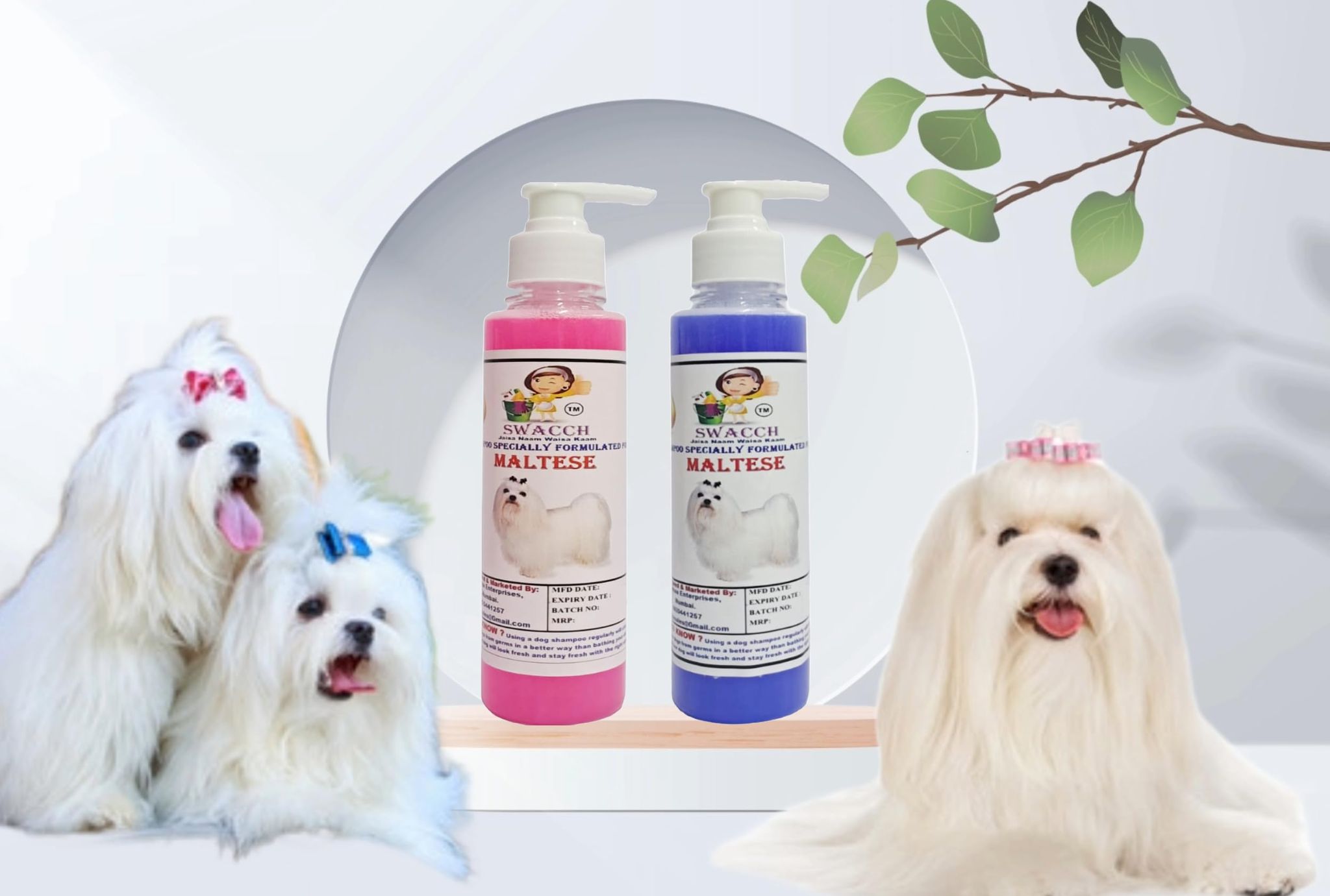 SWACCH Premium Shampoo for Maltese (200ML) (Combo Pack of 2) Rose & Lavender