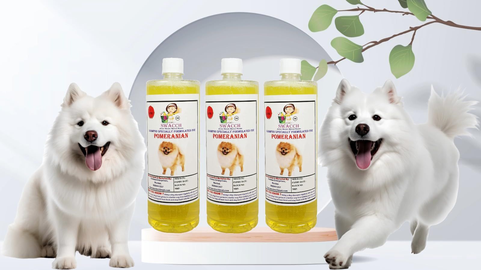 Swacch Shampoo Specially Formulated for Pomeranian (1 Litre) (Combo Pack of 3) Lemon