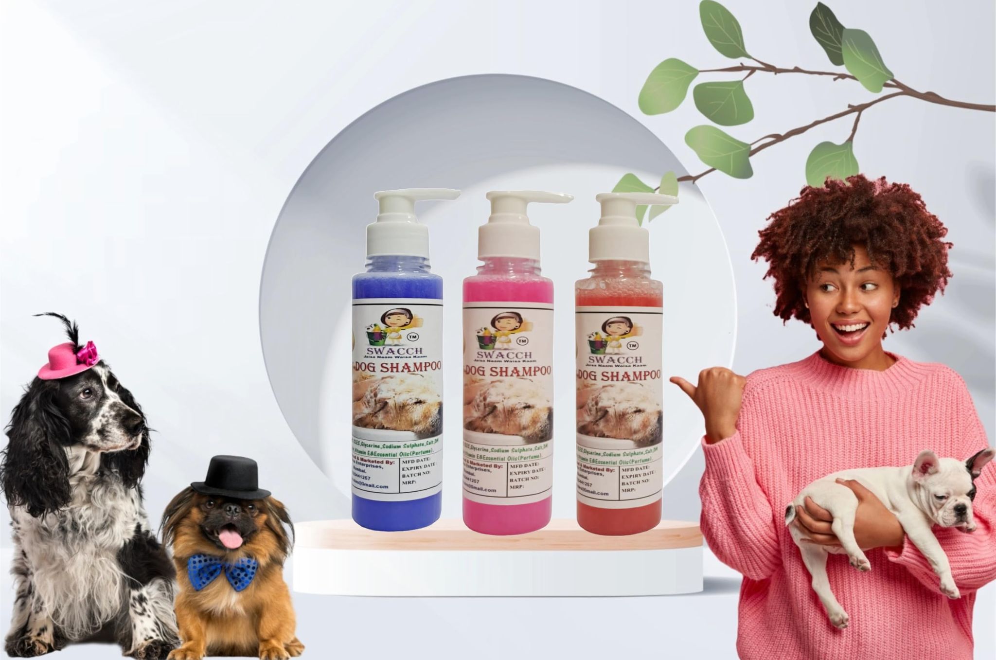 SWACCH Premium Shampoo for Dog (200ML) (Combo Pack of 3) Lavender, Rose & Strawberry