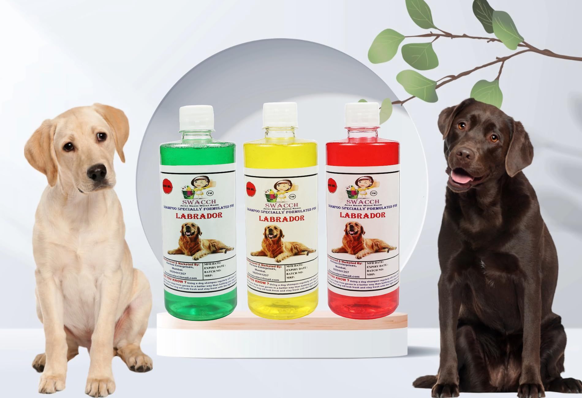 SWACCH Shampoo Specially FORMULATED for Labrador (500ML) (Combo Pack of 3) NEEM ALOVERA, Lemon, Jasmine