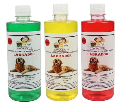 SWACCH Shampoo Specially FORMULATED for Labrador (500ML) (Combo Pack of 3) NEEM ALOVERA, Lemon, Jasmine