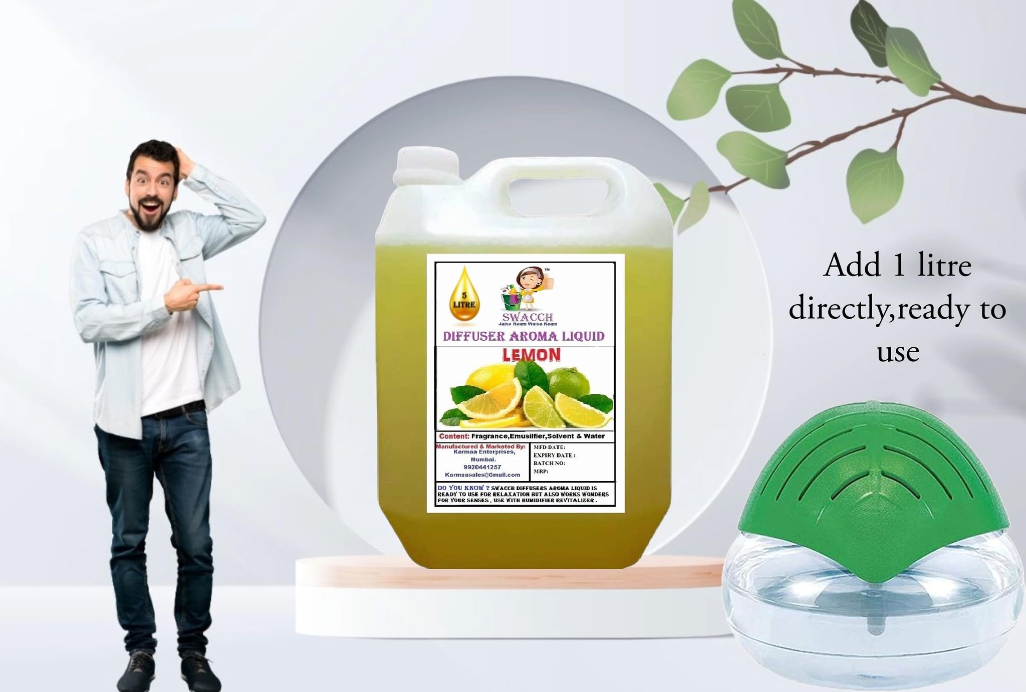 Swacch Diffuser Aroma Liquid Lemon (Ready to use) 5 Litre