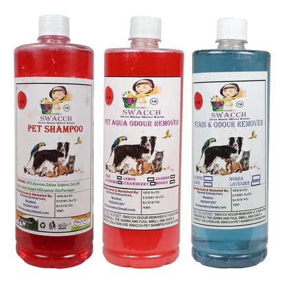 Swacch Shampoo (Strawberry) + Deodorizer (Lavender) + Stain Remover (Strawberry) 1 Litre Each