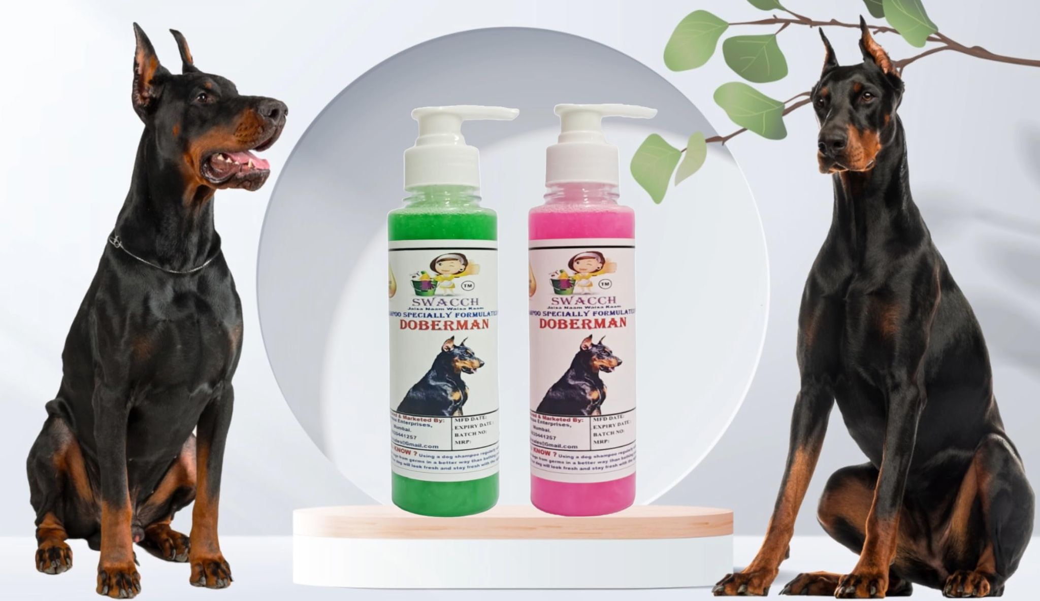 SWACCH Premium Shampoo for Doberman (200ML) (Combo Pack of 2) NEEM ALOVERA & Rose