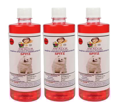 Swacch Shampoo Specially Formulated for Spitz (500ml) (Combo Pack of 3) Strawberry