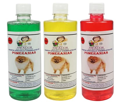 Swacch Shampoo Specially Formulated for Pomeranian (500ml) (Combo Pack of 3) Neem Alovera, Lemon & Jasmine