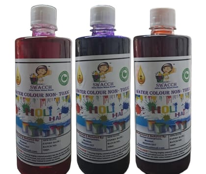 SWACCH WATER COLOUR NON-TOXIC & ECO FRIENDLY COLOUR (PINK ORANGE & PURPLE) (500ML) (PACK OF 3)