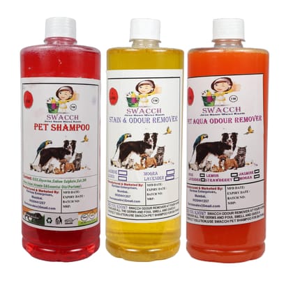 Swacch Shampoo (Strawberry) + Deodorizer (Lemon) + Stain Remover (Orange) 1 Litre Each Swacch Shampoo (Strawberry) + Deodorizer (Lemon) + Stain Remover (Orange) 1 Litre Each