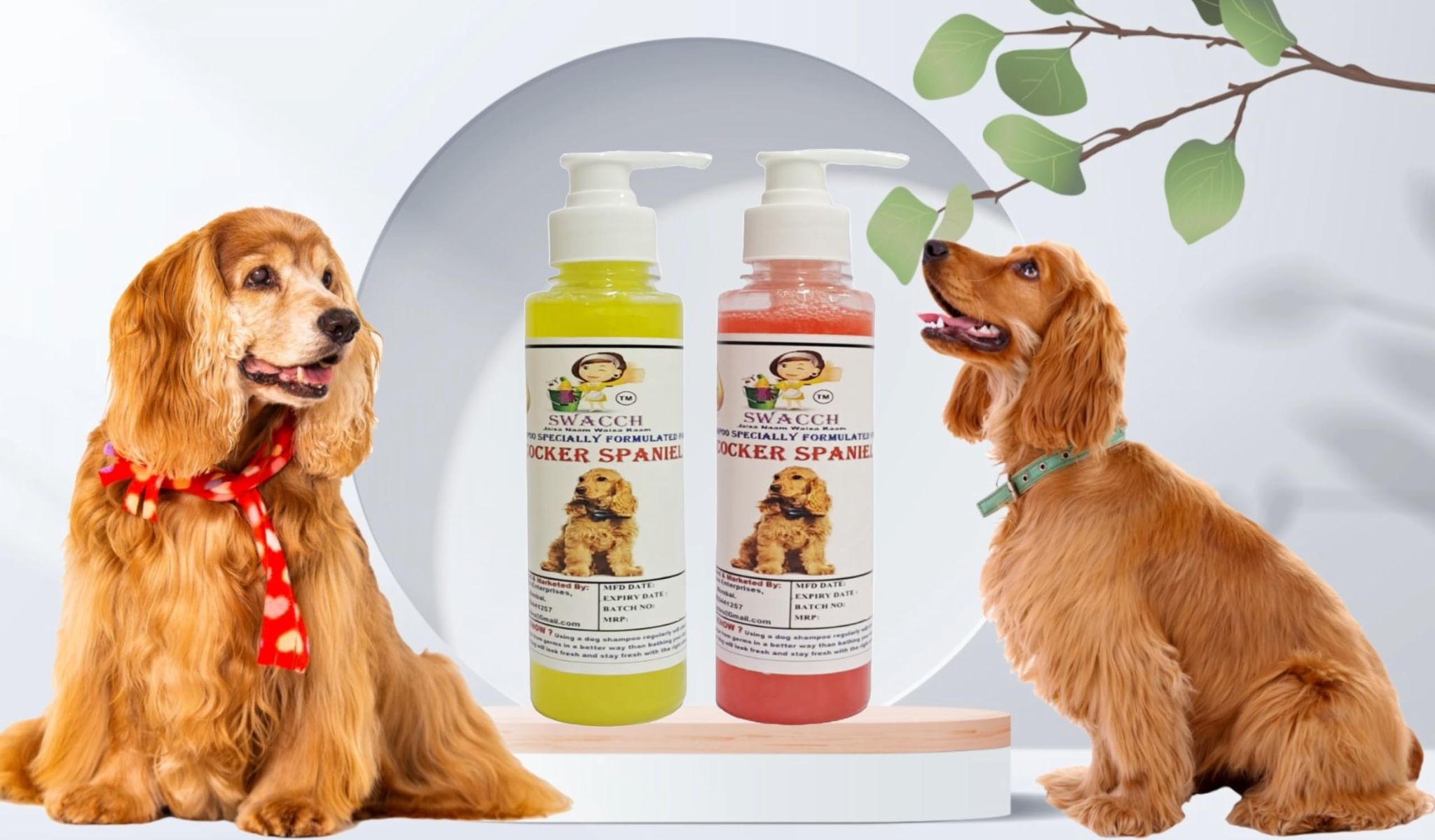SWACCH Premium Shampoo for Cocker Spaniel (200ML) (Combo Pack of 2) Lemon & Strawberry