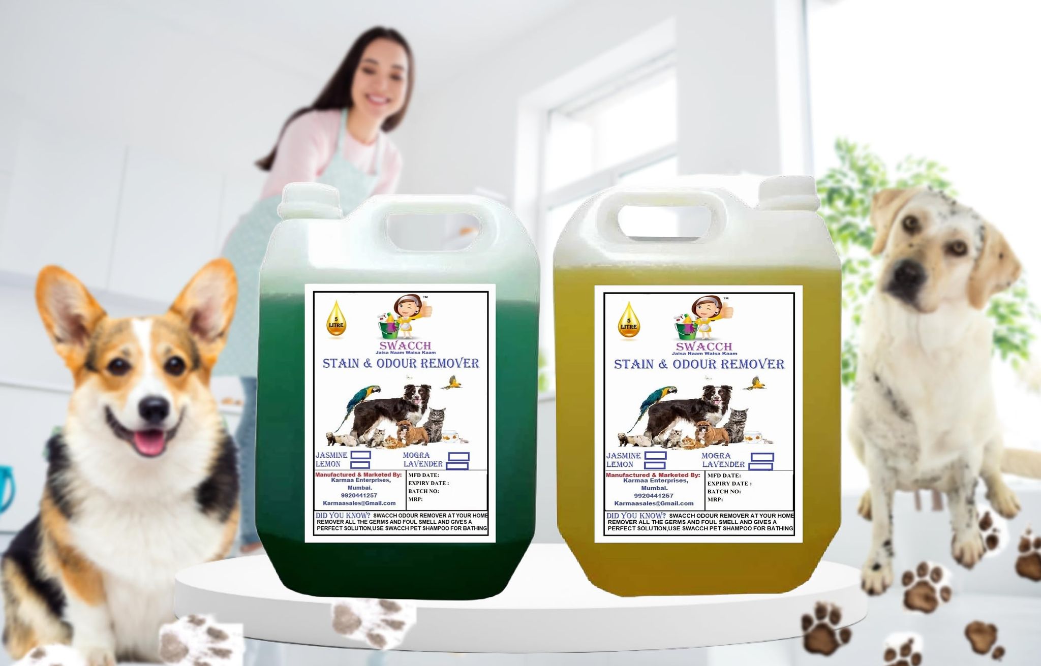 SWACCH STAIN & ODOUR REMOVER (5 LITRE) (COMBO PACK OF 2) JASMINE & LEMON