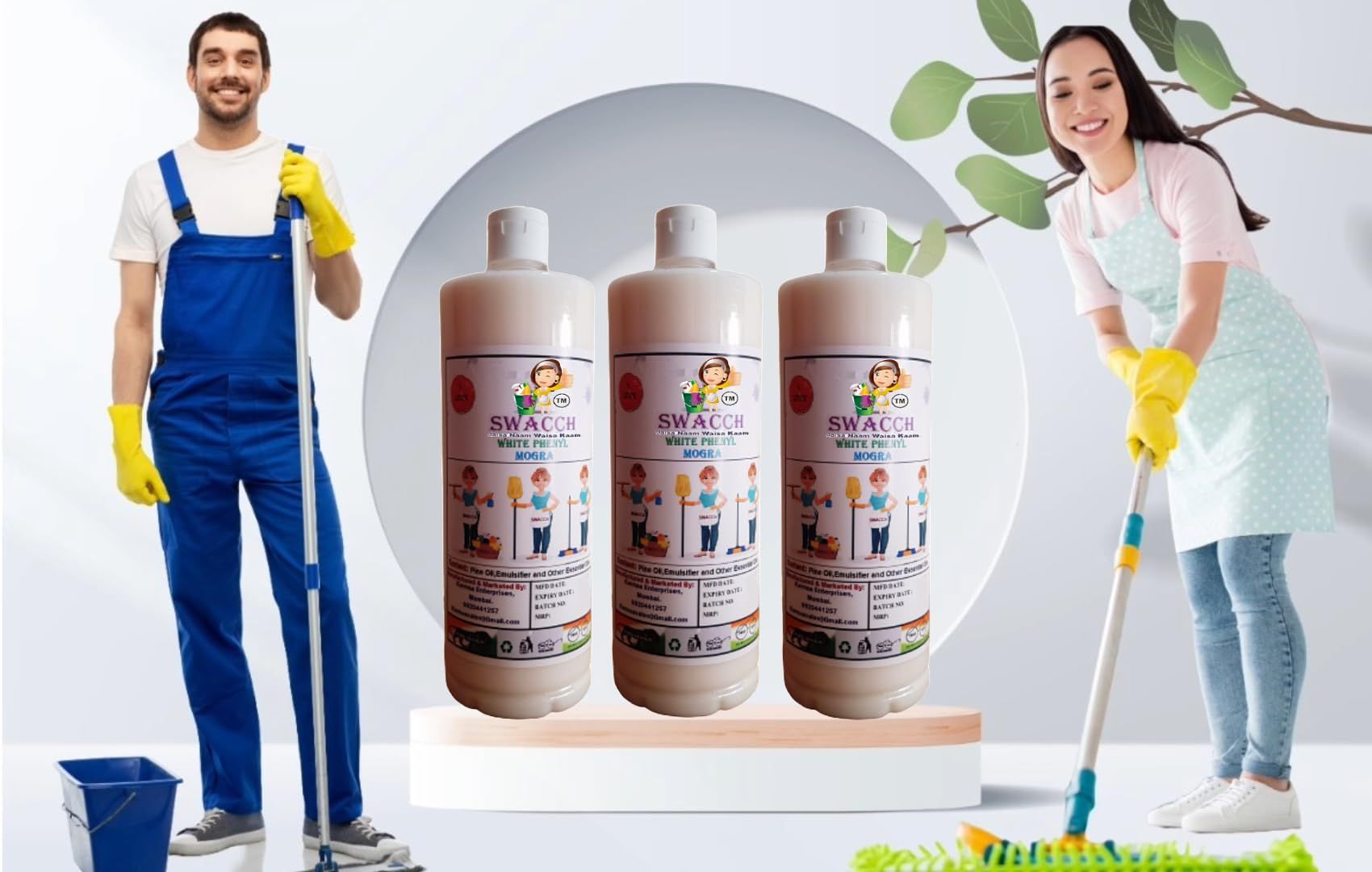 Swacch White Phenyl (1 Litre) (Pack of 3) Mogra