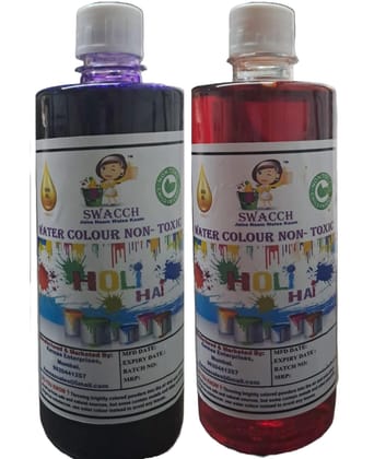 SWACCH WATER COLOUR NON-TOXIC & ECO FRIENDLY COLOUR (BLUE AND RED) (500ML) (PACK OF 2)
