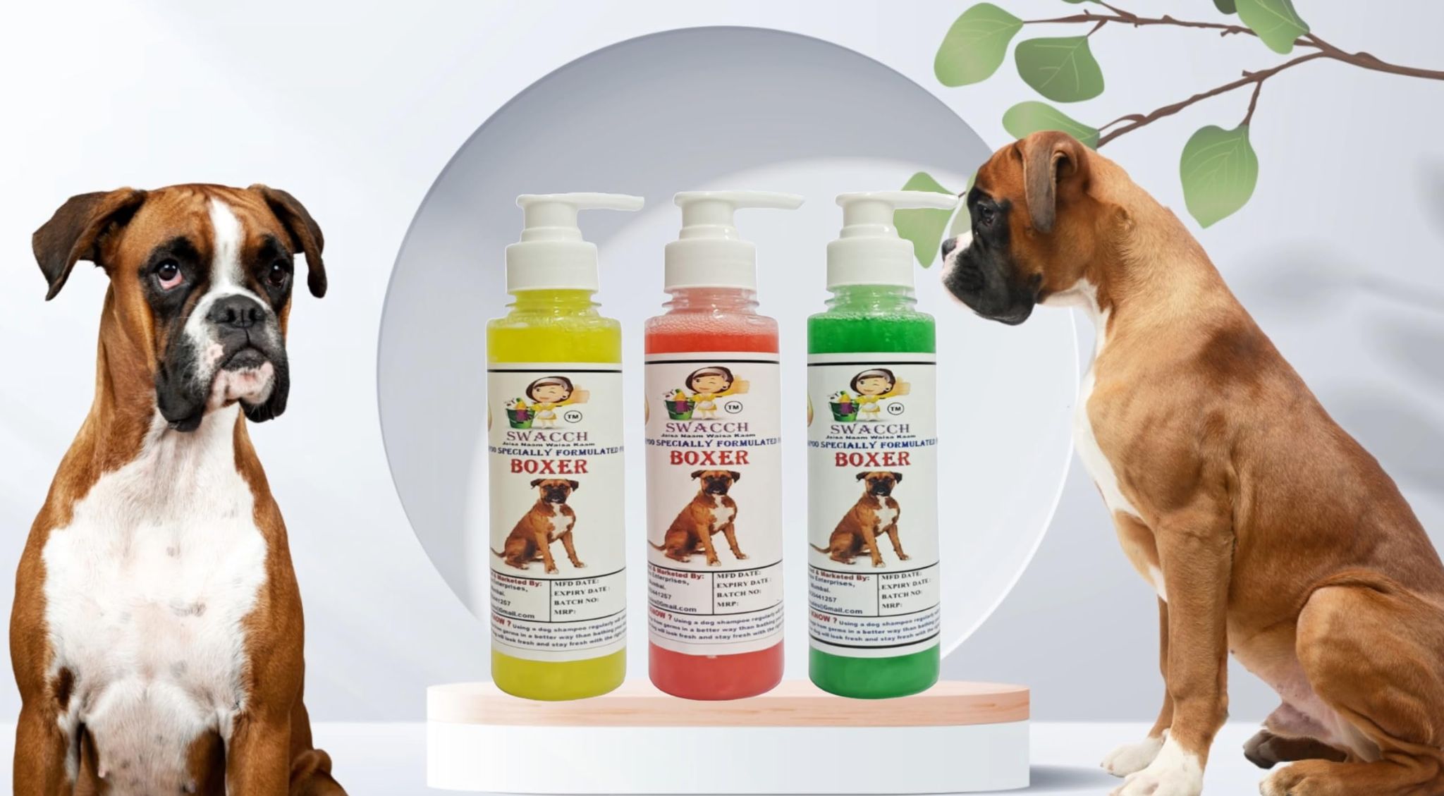 SWACCH Premium Shampoo for Boxer (200ML) (Combo Pack of 3) Lemon, Jasmine & NEEM ALOVERA