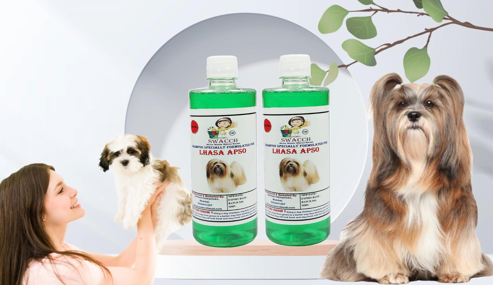 Swacch Shampoo Specially Formulated for Lhasa APSO (500ML) (Combo Pack of 2) Neem Alovera