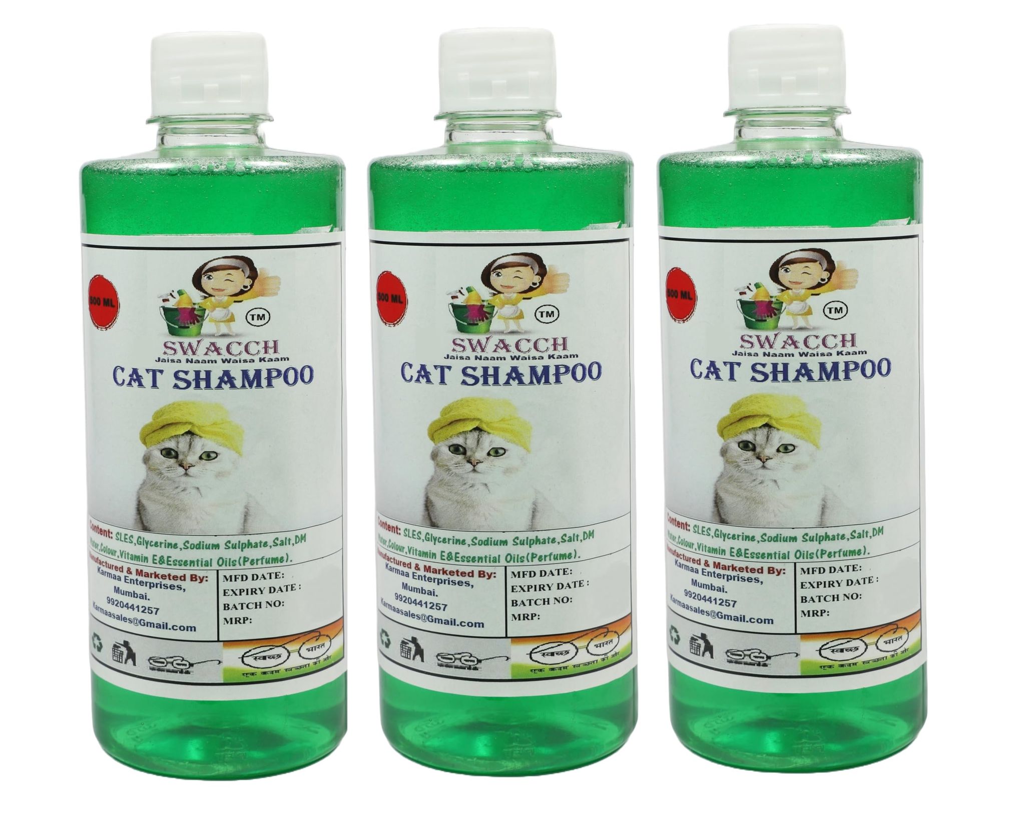 Swacch Cat Shampoo (500ml) (Pack of 3) Neem Alovera