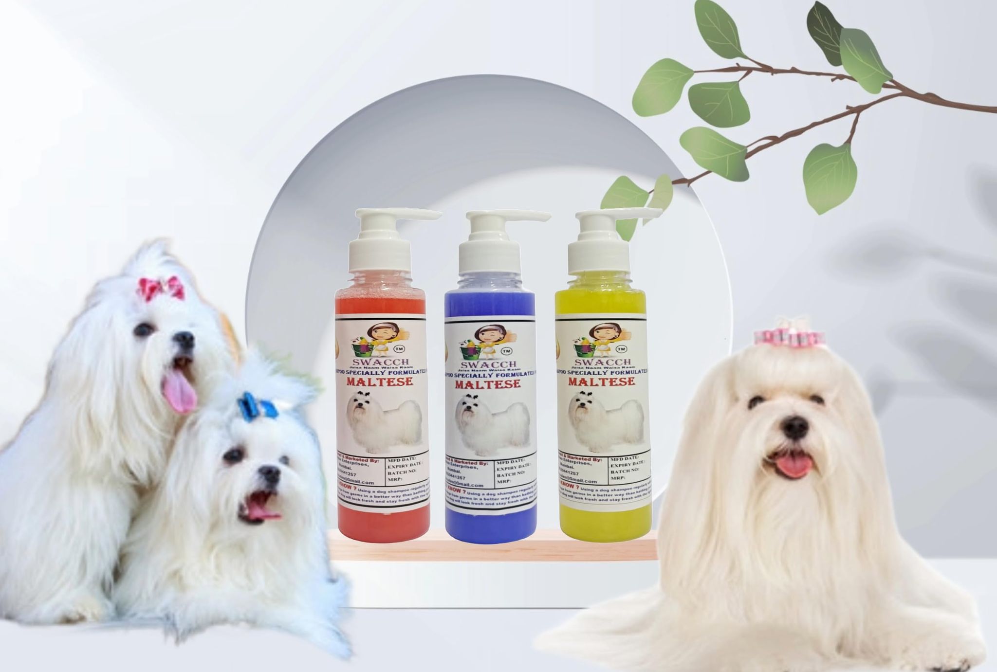 SWACCH Premium Shampoo for Maltese (200ML) (Combo Pack of 3) Strawberry, Lavender & Lemon