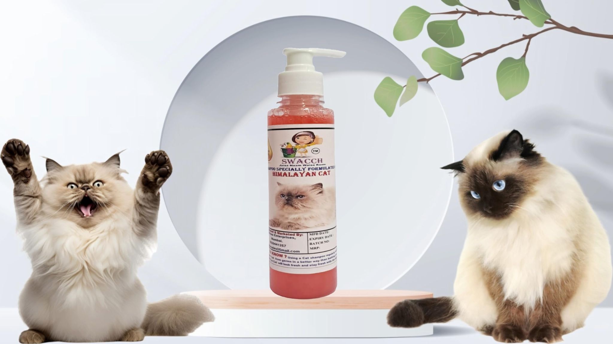 SWACCH Premium Shampoo for Himalayan CAT (200ML) Strawberry