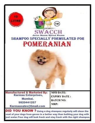 SWACCH Shampoo Specially FORMULATED for Jasmine ( Pomeranian 10 Litre)