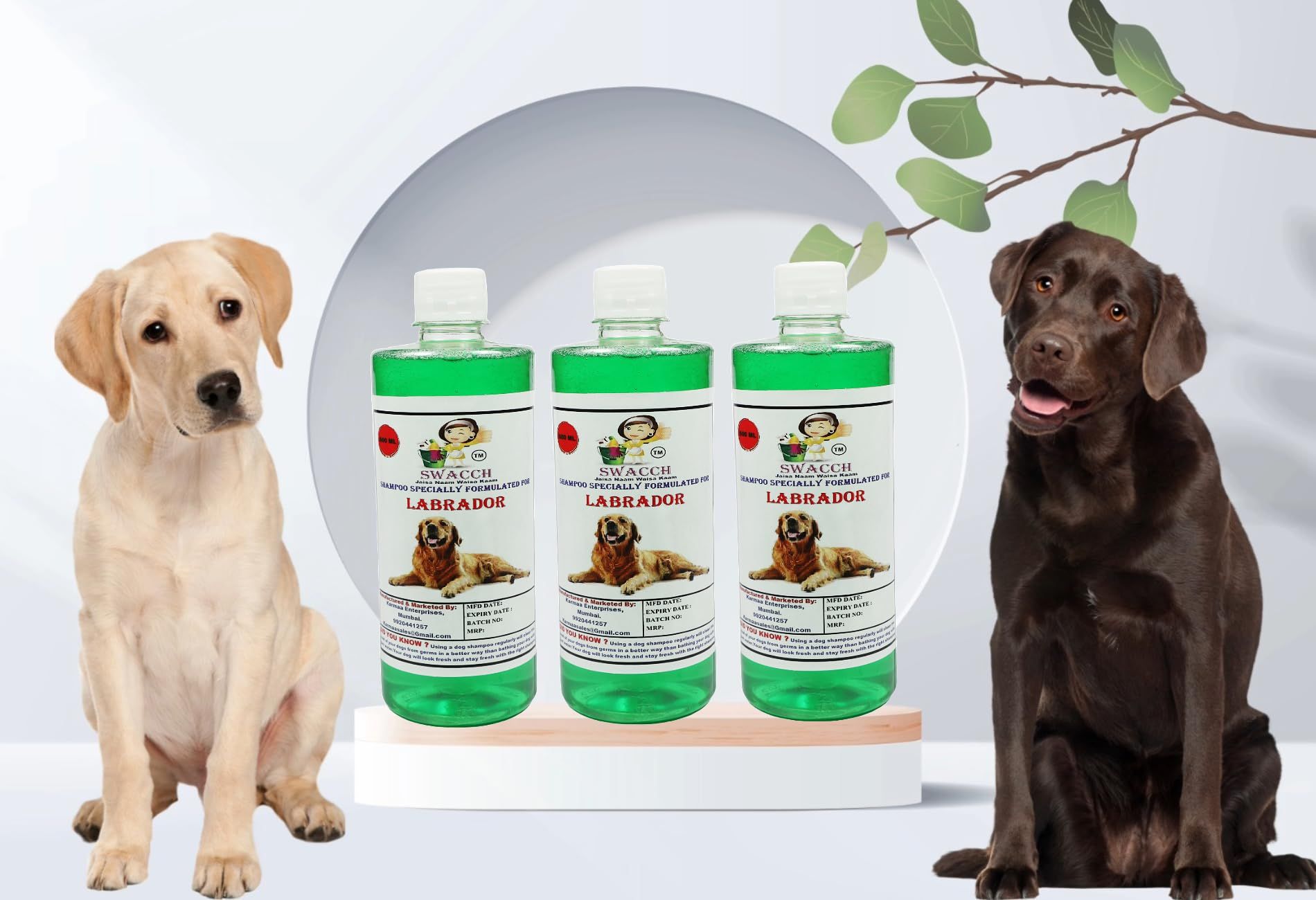 Swacch Shampoo Specially Formulated for Labrador (500ml) (Combo Pack of 3) Neem Alovera