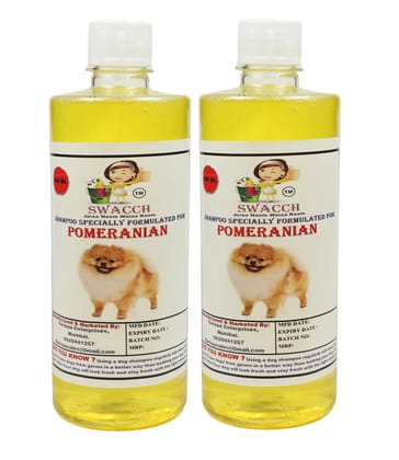 SWACCH Shampoo Specially FORMULATED for Pomeranian (500ML) (Combo Pack of 2) Lemon