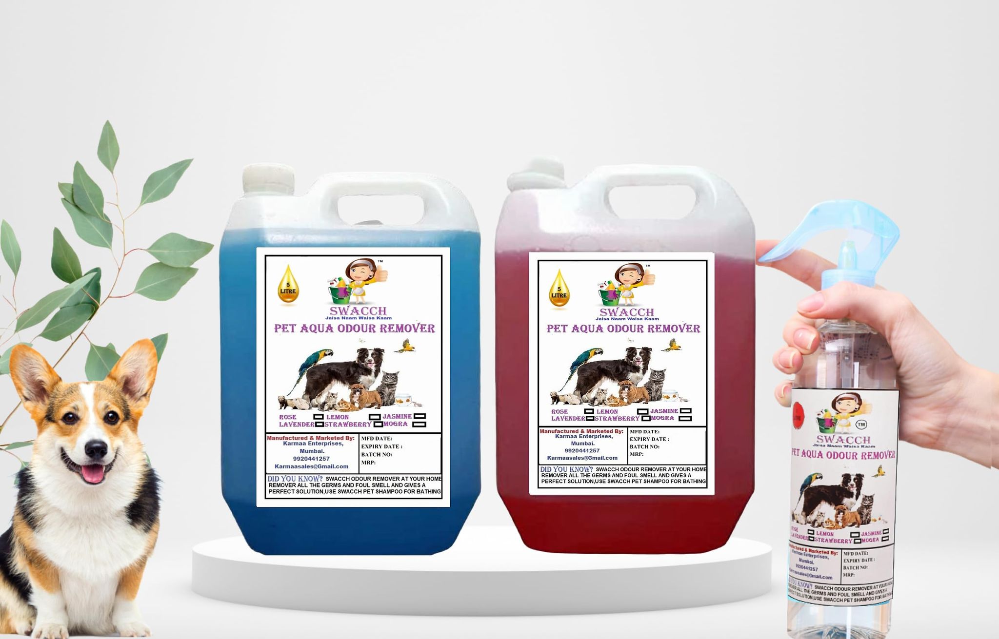 Swacch PET Aqua Odour Remover (5 Litre) (Combo Pack of 2) Lavender & Jasmine