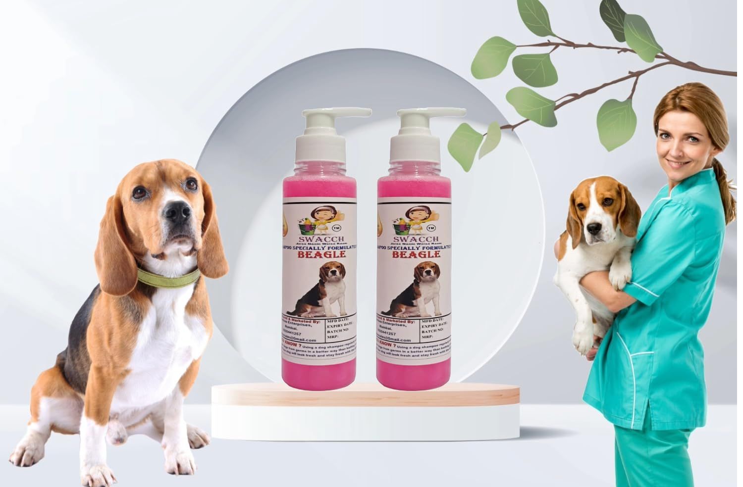 SWACCH Premium Shampoo for Beagle (200ML) (Pack of 2) Rose