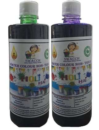 SWACCH WATER COLOUR NON-TOXIC & ECO FRIENDLY COLOUR (GREEN & PURPLE) (500ML) (PACK OF 2)