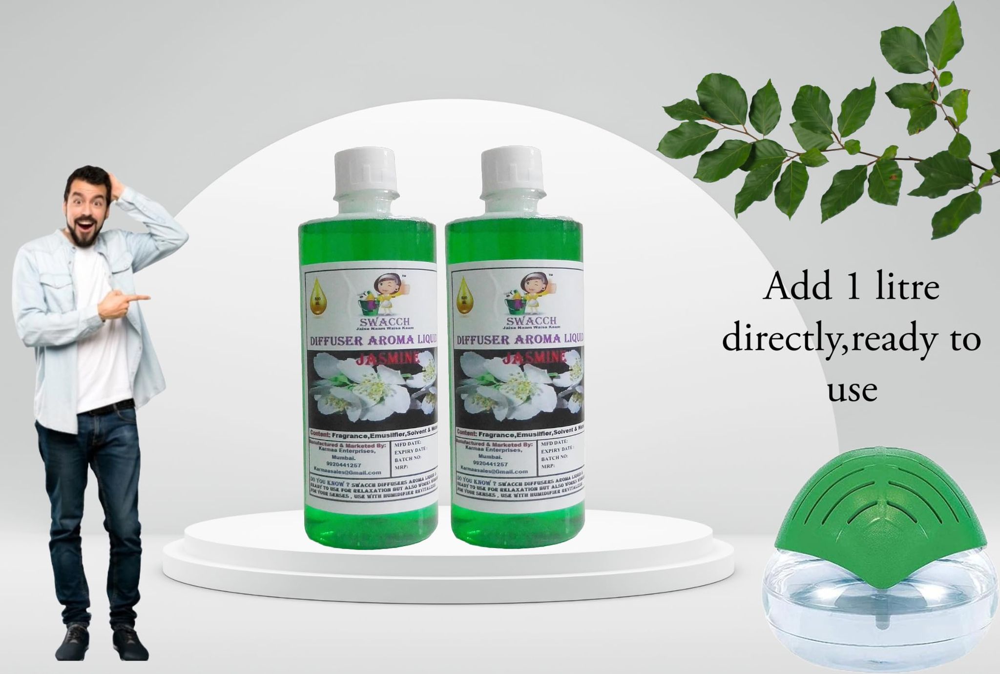 Swacch Diffuser Aroma Liquid (500ml) (Pack of 2) Jasmine