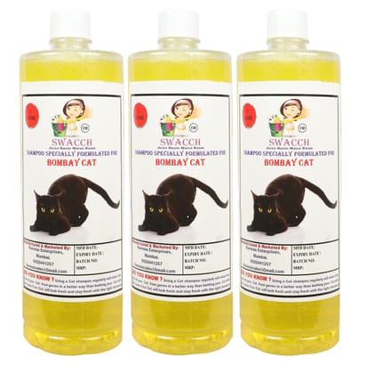 SWACCH Shampoo Specially FORMULATED for Bombay CAT (1 Litre) (Pack of 3) Lemon