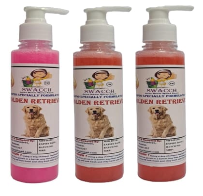 SWACCH Premium Shampoo for Golden Retriever (200ML)(Combo Pack of 3) Rose, Jasmine & Strawberry