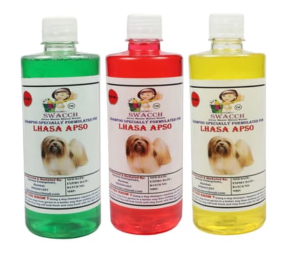 Swacch Shampoo Specially Formulated for Lhasa APSO (500ML) (Combo Pack of 3) Neem Alovera, Jasmine & Lemon