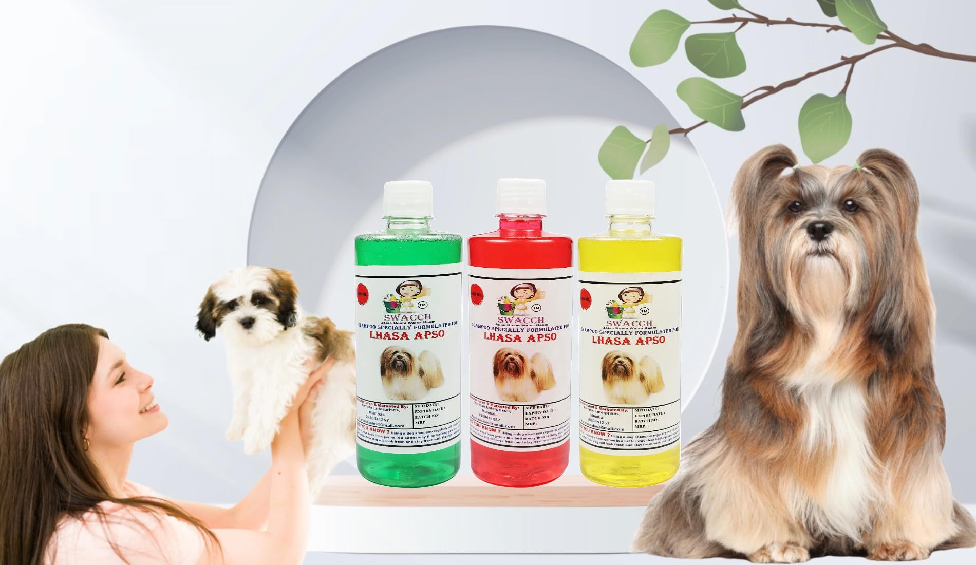 Swacch Shampoo Specially Formulated for Lhasa APSO (500ML) (Combo Pack of 3) Neem Alovera, Jasmine & Lemon