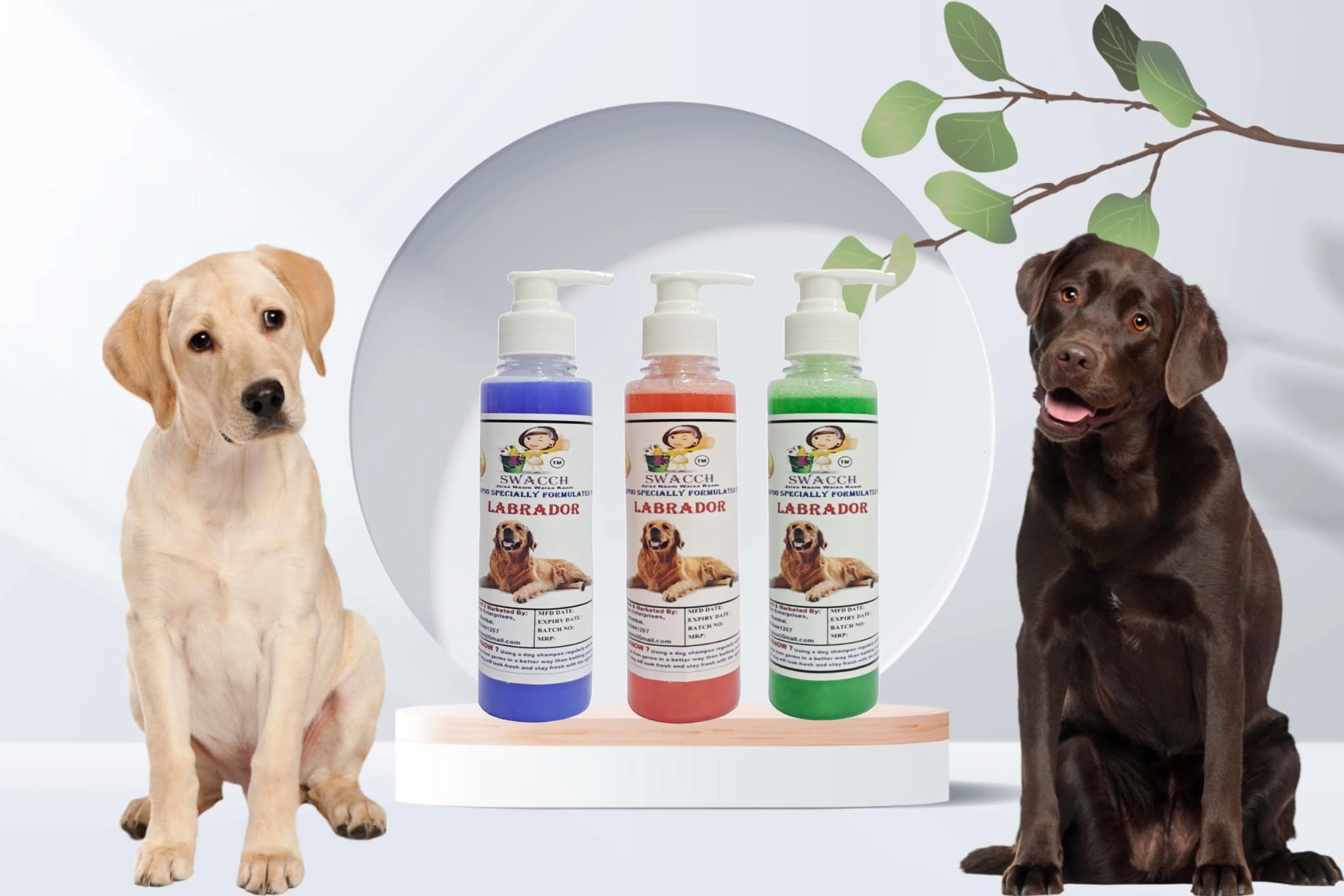 SWACCH PREMIUM SHAMPOO for LABRADOR (200ML) (COMBO PACK of 3) LAVENDER, STRAWBERRY & NEEM ALOVERA