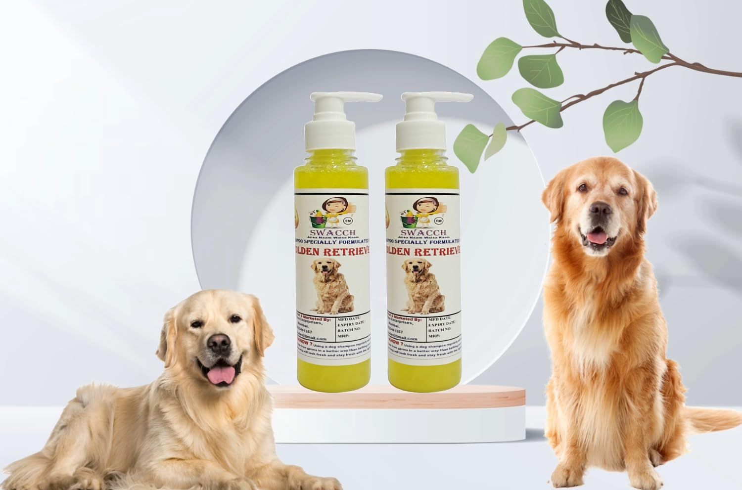 SWACCH Premium Shampoo for Golden Retriever (200ML) (Pack of 2) Lemon