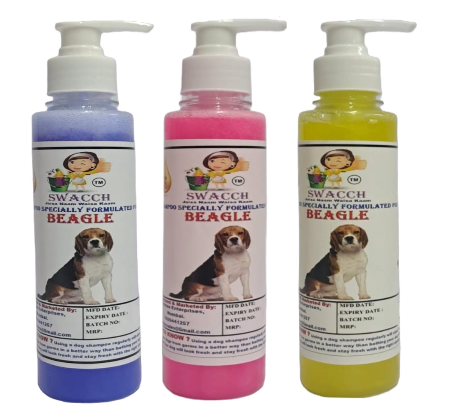 SWACCH Premium Shampoo for Beagle (200ML)(Combo Pack of 3) Lavender, Rose & Lemon