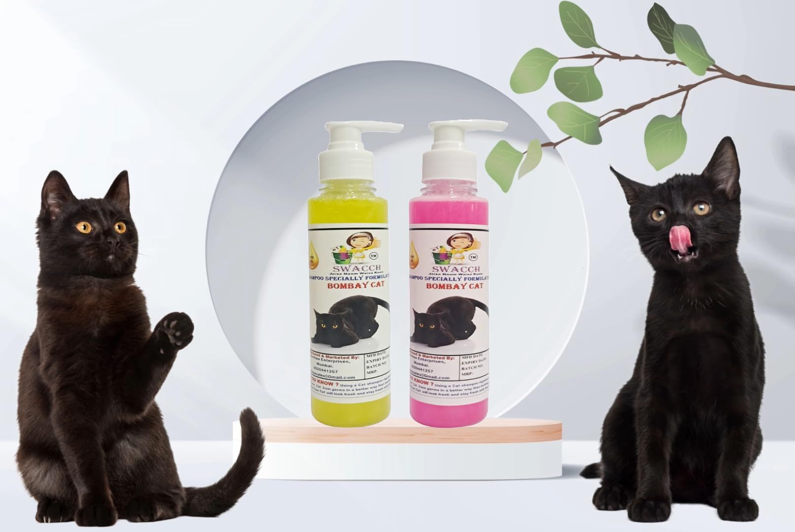 SWACCH Premium Shampoo for Bombay CAT (200ML) (Combo Pack of 2) Lemon & Rose