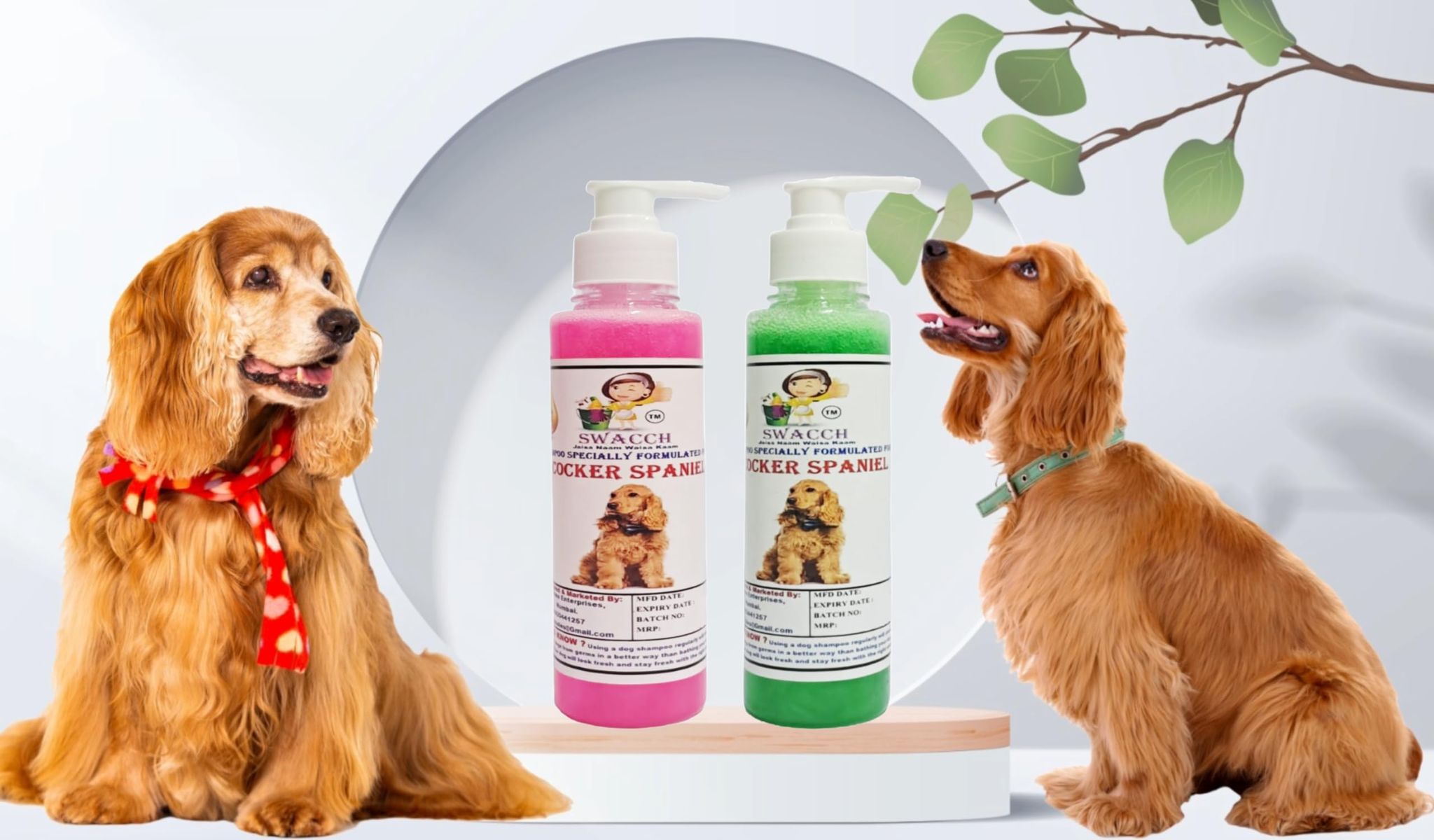 SWACCH Premium Shampoo for Cocker Spaniel (200ML) (Combo Pack of 2) Rose & NEEM ALOVERA