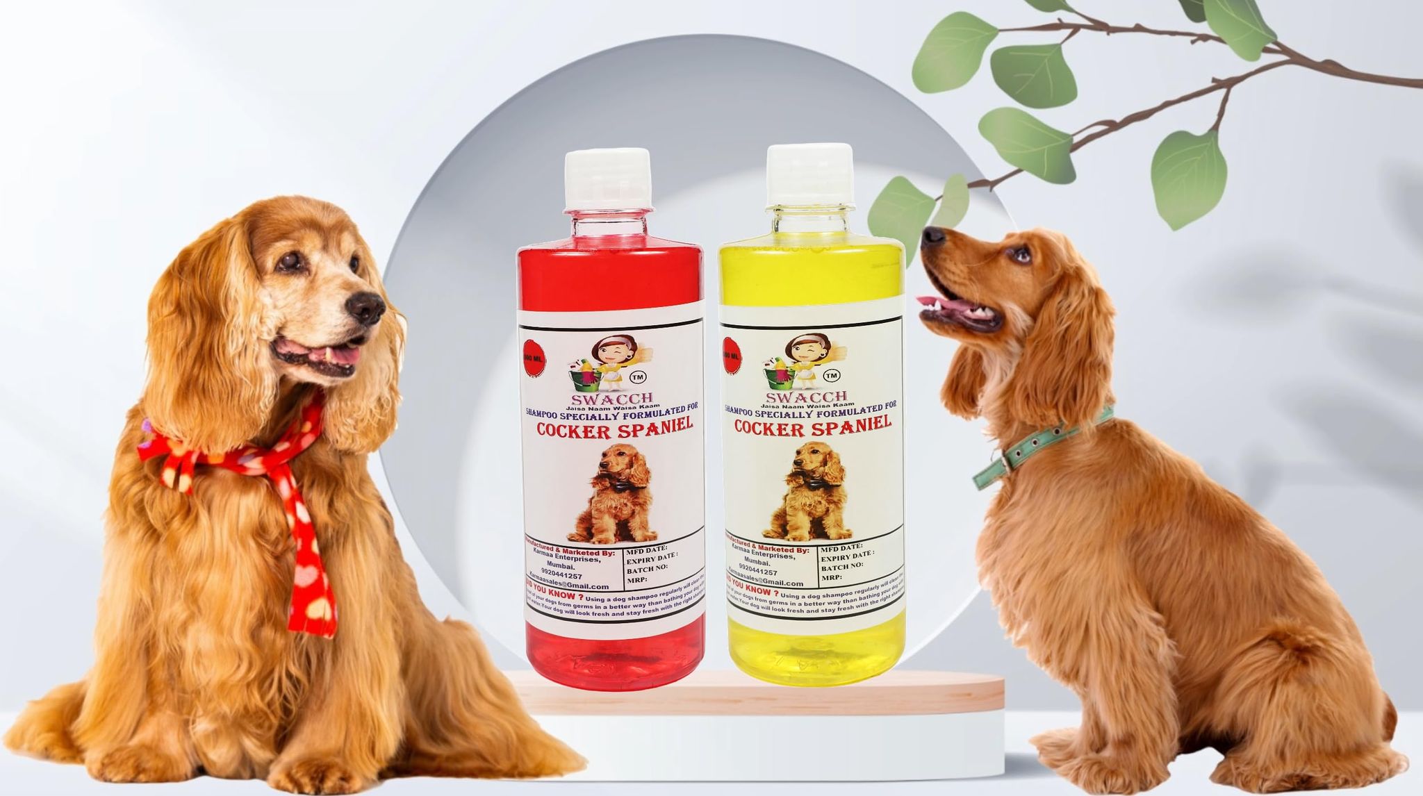 SWACCH Shampoo Specially FORMULATED for Cocker Spaniel (500ML) (Combo Pack of 2) Jasmine & Lemon