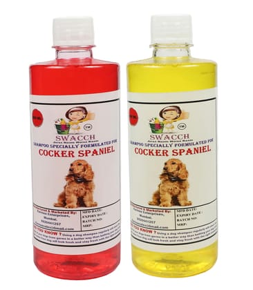 SWACCH Shampoo Specially FORMULATED for Cocker Spaniel (500ML) (Combo Pack of 2) Jasmine & Lemon