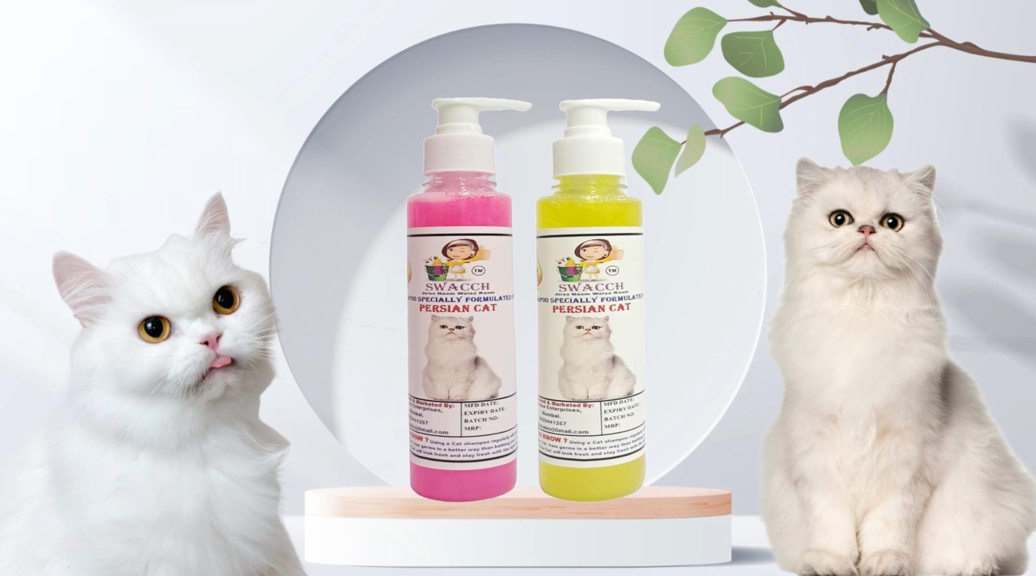 SWACCH Premium Shampoo for Persian CAT (200ML) (Pack of 2) Rose & Lemon