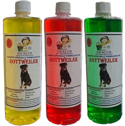 Swacch Shampoo Specially Formulated for Rottweiler (1 Litre) (Combo Pack of 3) Lemon, Jasmine & Neem Alovera