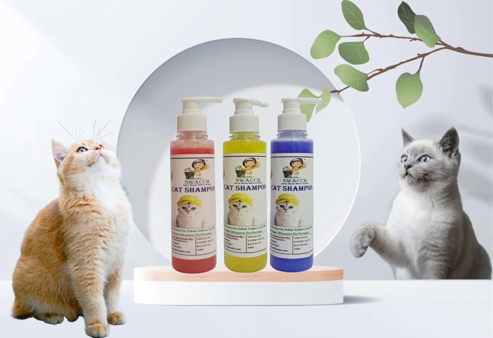 SWACCH Premium Shampoo for CAT Shampoo (200ML) (Pack of 3) Jasmine, Lemon & Lavender