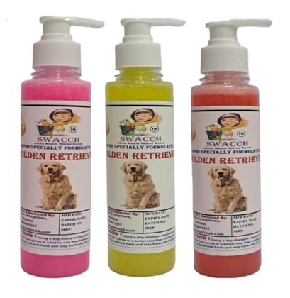 SWACCH Premium Shampoo for Golden Retriever (200ML)(Combo Pack of 3) Rose, Lemon & Strawberry