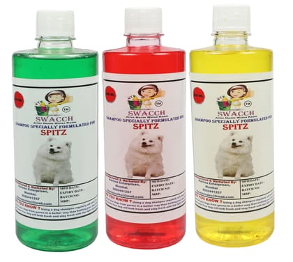 Swacch Shampoo Specially Formulated for Spitz (500ml) (Combo Pack of 3) Neem Alovera, Jasmine & Lemon