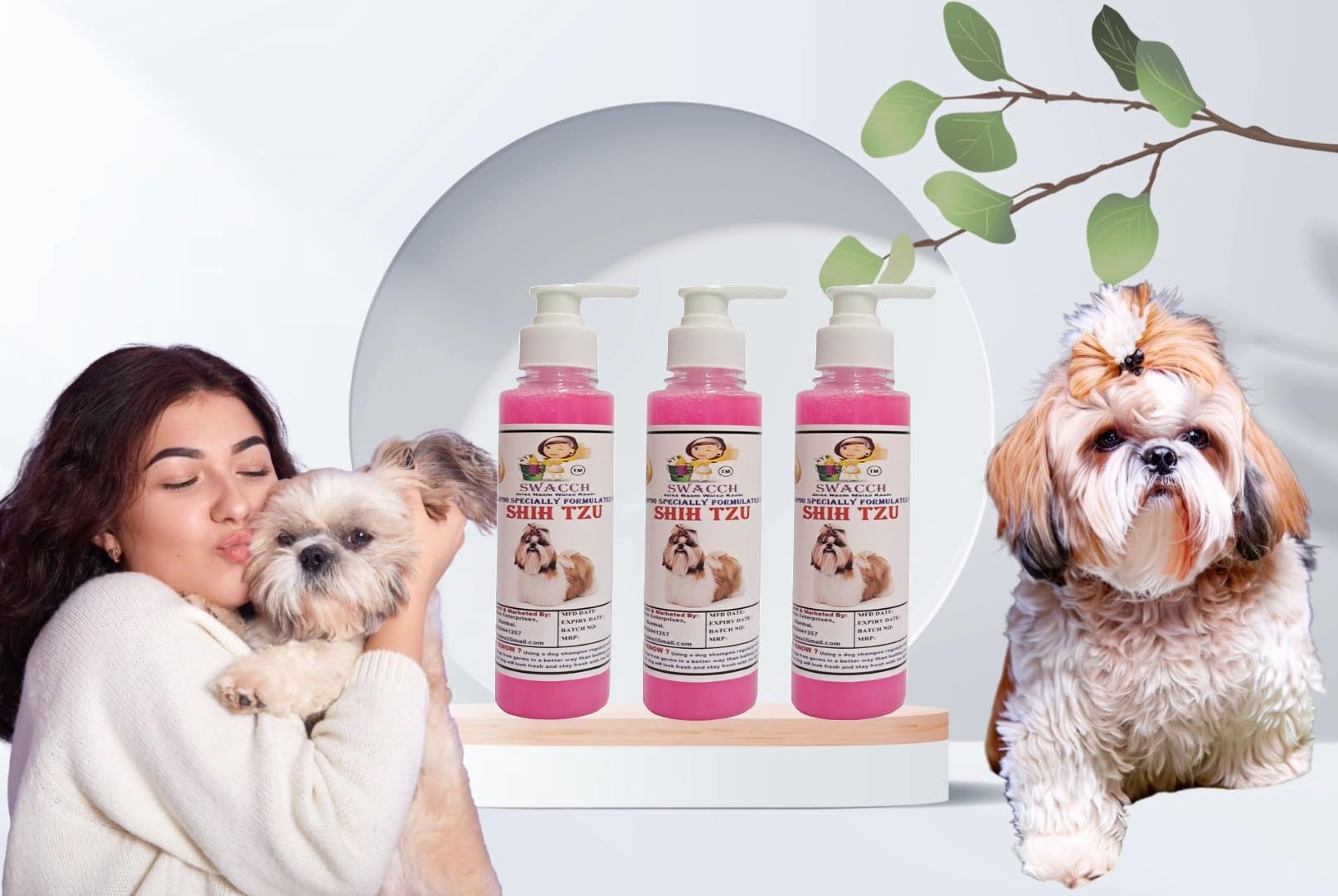 SWACCH Premium Shampoo for Shih TZU (200ML)(Pack of 3) Rose