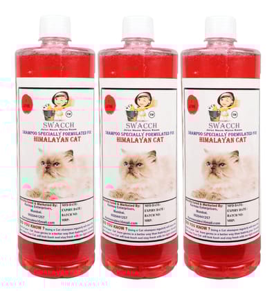 Swacch Shampoo Specially Formulated for Himalayan Cat (1 Litre) (Pack of 3) Jasmine